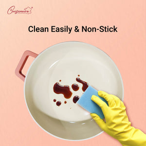 (NEW) Cuisineur Peach IH 30cm Die-Cast Casserole set (Ceramic Non-stick coating)