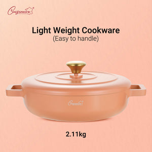 (NEW) Cuisineur Peach IH 30cm Die-Cast Casserole set (Ceramic Non-stick coating)