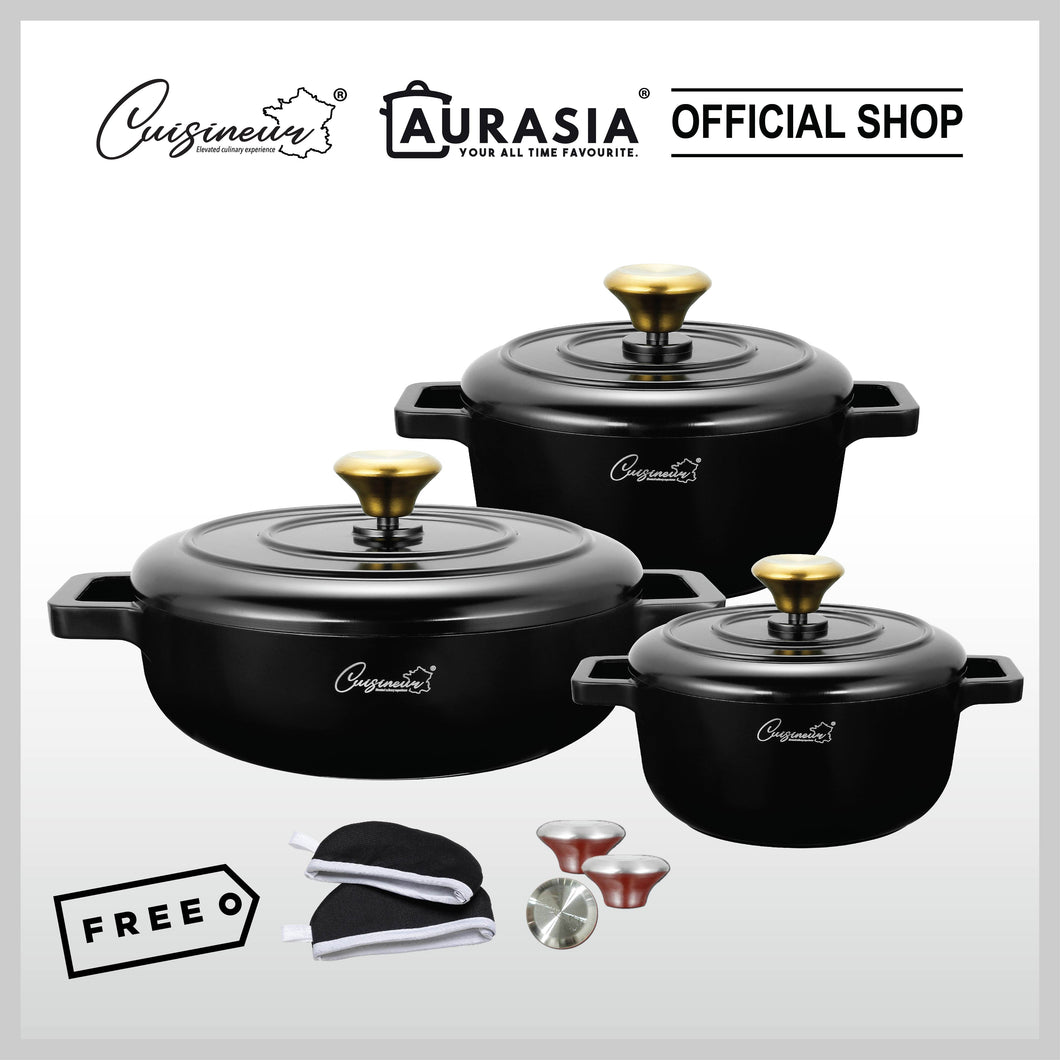 Cuisineur Pearl Black IH 3pcs Cookware set