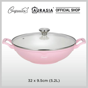 (NEW) Cuisineur Pearl Pink IH Die Cast 32cm wok