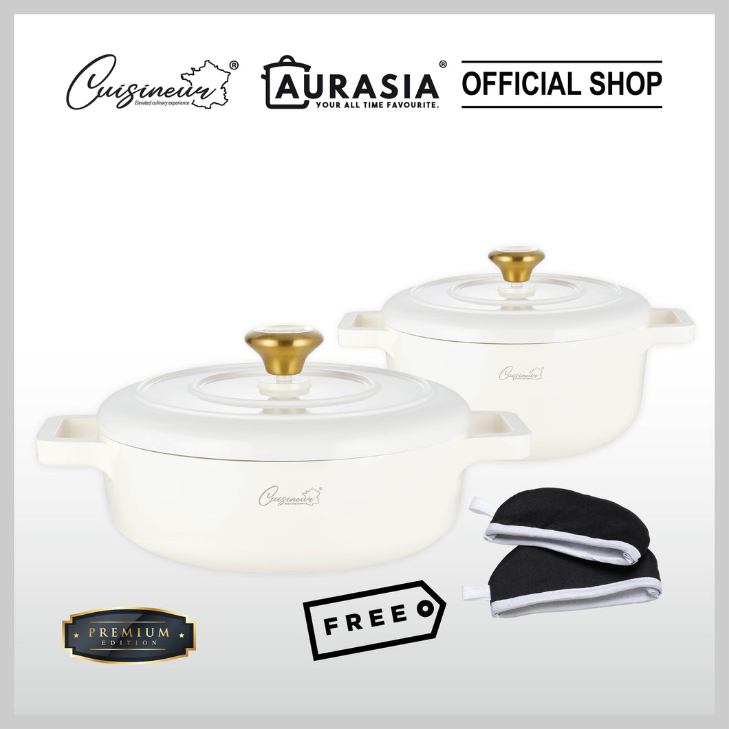 (SABAH ONLY) Cuisineur Pearl White diecast cookware set (PREMIUM EDITION)