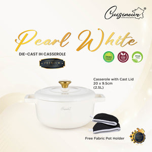 Cuisineur Pearl White IH 20cm Die Cast Casserole (Ceramic non-stick coating)