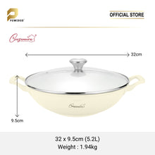 Load image into Gallery viewer, Cuisineur Pearl White IH 32cm Wok (Ceramic Non-stick coating) + Steamer rack
