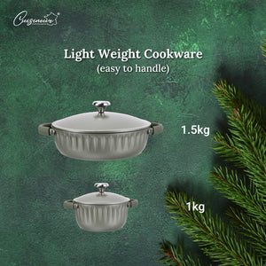 Cuisineur Pine Green IH 2pcs Die-Cast Casserole set (28cm Low Casserole + 20cm Casserole) SET PERIUK