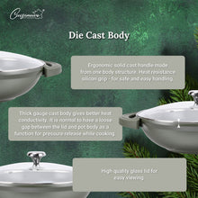 Load image into Gallery viewer, Cuisineur Pine Green IH 32cm Die-Cast Wok with Tempered glass lid (KUALI 32cm) non-stick
