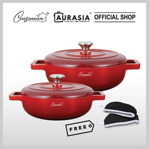 Cuisineur Red Sunstone IH Die-cast 2pcs Low Casserole SET