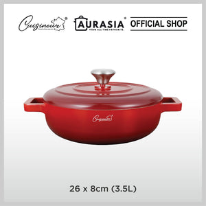 Cuisineur Red Sunstone IH Die-cast 2pcs Low Casserole SET