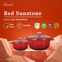 Load image into Gallery viewer, Cuisineur Sunstone RED IH 2pcs Die-cast Casserole Set
