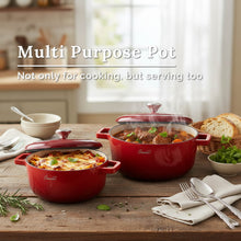 Load image into Gallery viewer, Cuisineur Sunstone RED IH 2pcs Die-cast Casserole Set
