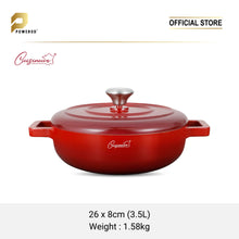 Load image into Gallery viewer, Cuisineur Red Sunstone IH Die-cast 2pcs Low Casserole SET
