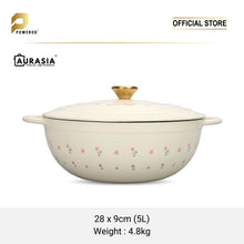 Load image into Gallery viewer, Aurasia Enamelled Cast Iron 28cm Deep Wokpan - Sweet Bloom (Cream)
