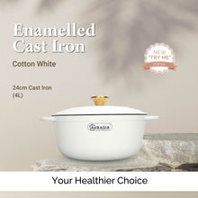 Load image into Gallery viewer, Aurasia Enamelled Cast Iron 24cm Casserole / Pot - Cotton White
