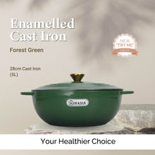 Load image into Gallery viewer, Aurasia Enamelled Cast Iron 28cm Deep Wokpan - Forest Green
