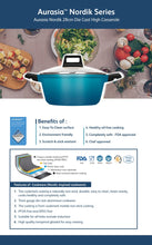Load image into Gallery viewer, (SALES) Aurasia Nordik 28cm Die-Cast High Casserole with Glass lid
