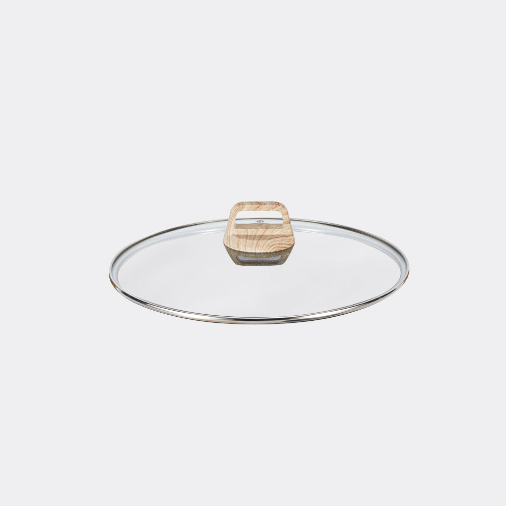 Cuisineur 32cm Tempered Glasslid with Wooden Design Bakelite Knob
