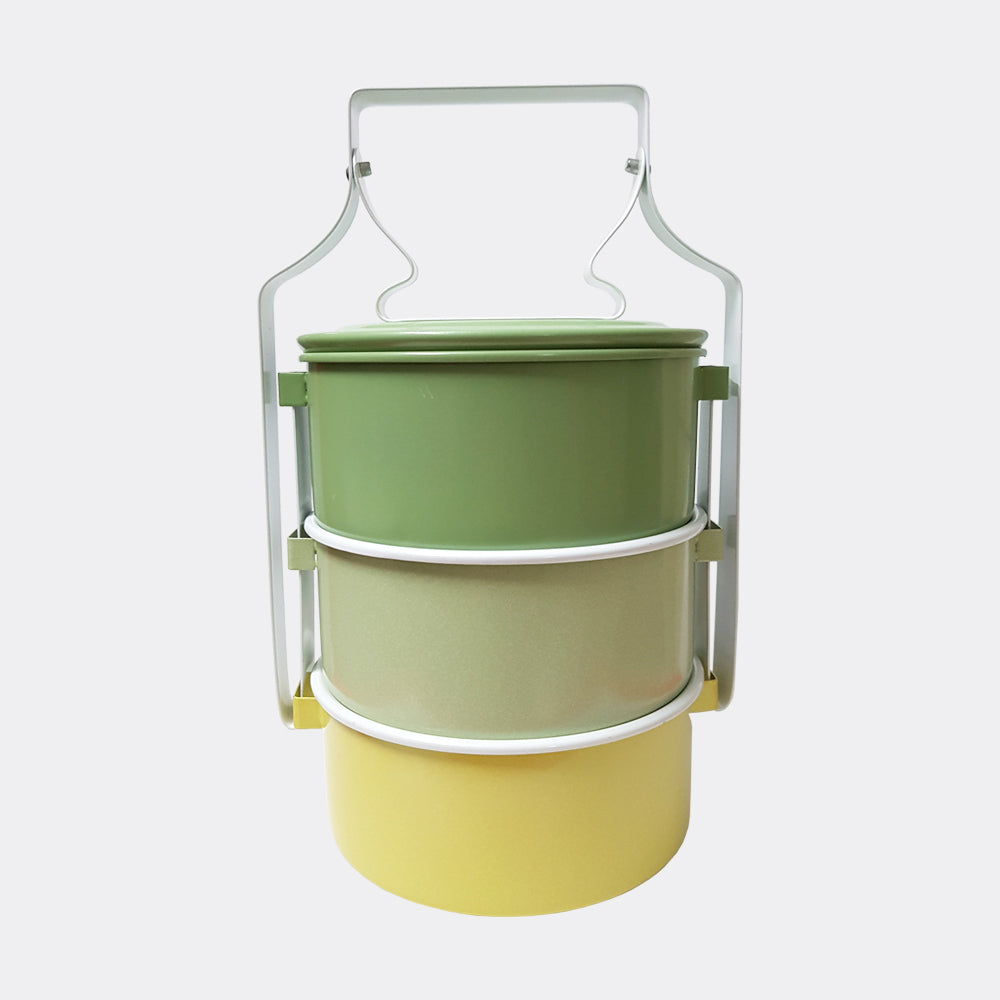 (SALES) Aurasia 3-Tiers Enamel Tiffin Carrier (Diameter: 14cm)